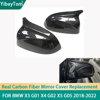 1 пара Сменных Колпачков для Зеркальной Крышки из Настоящего Углеродного Волокна M Style shell caps для BMW X3 G01 X4 G02 X5 G05 2018-2022 Аксессуары