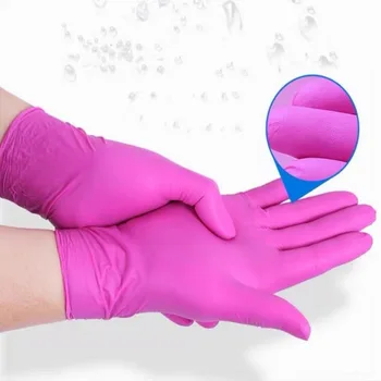 20 шт./Одноразовые нитриловые перчатки, не вызывающие аллергии, Защитные перчатки для рук, для работы на кухне, для мытья посуды, розовые черные перчатки