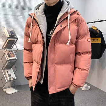 2023 Корейская зимняя куртка, мужские трендовые Свободные парки с капюшоном, Мужские Утолщенные Высококачественные плотные теплые пальто, мужские пальто с хлопковой подкладкой