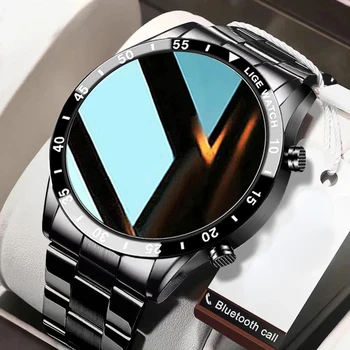 2023 Новый Полноэкранный сенсорный стальной ремешок Класса Люкс Bluetooth Call Мужские смарт-часы Водонепроницаемые Спортивные часы для фитнеса + коробка