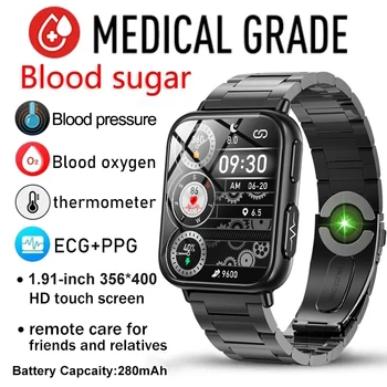 2023 ЭКГ + PPG Умные часы Для мужчин, Неинвазивный Уровень сахара в крови, Частота сердечных сокращений, кровяное давление, кислород в крови, Мониторинг сна, Умные часы