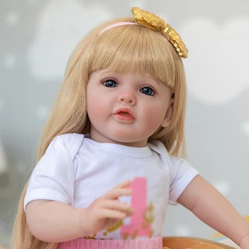 60 см Стоящая Кукла для Маленьких Девочек Возрожденная Принцесса Бетти С Длинными Светлыми волосами В Розовом Платье, Мягкие Приятные Подарки для Детей