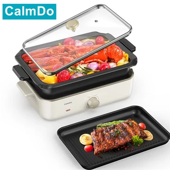 CalmDo 1400 Вт Многофункциональная Кастрюля 2 в 1 Электрическая Сковорода 3 Температуры Быстрого Нагрева Сковородка Бытовая Многофункциональная Кастрюля Для Приготовления Пищи