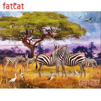 FATCAT 5d мозаичная картина пейзаж дерево зебра diy полная квадратная круглая дрель алмазная вышивка животные ручной работы AE3464