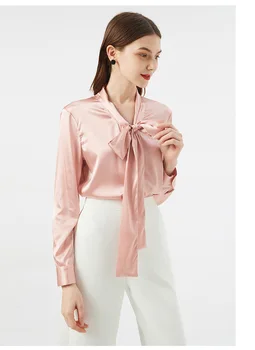 Rocwickline/ новая летняя и осенняя женская рубашка из шелка тутового цвета, доступная знаменитостям роскошная однотонная тонкая рубашка с отложным воротником