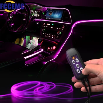 USB Подсветка салона автомобиля 64 Цвета Полосы оптического волокна Несколько режимов Управления Звуком RGB Декоративная лампа Окружающего света Неоновый свет Автомобиля