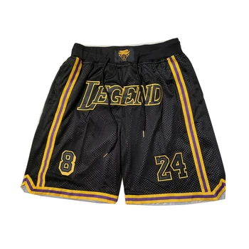 Баскетбольные шорты LEGEND 8 24 С четырьмя карманами на молнии, вышитые спортивные шорты для улицы, высококачественные пляжные брюки, черный 2023 НОВЫЙ