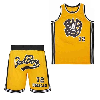 Баскетбольный костюм BAD BOY 72 размера, швейная вышивка, высококачественные пляжные шорты для занятий спортом на открытом воздухе, желто-серый эластичный шнурок