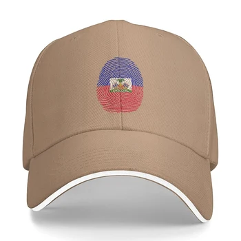 Бейсболка Унисекс с отпечатками пальцев в виде флага Гаити, подходит для мужчин и Женщин, Регулируемая шляпа для папы, кепка для сэндвича