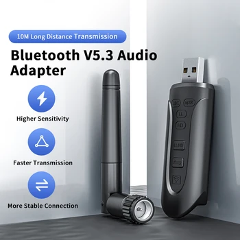 Бесплатный драйвер USB 5.3 Bluetooth адаптер BT 5.3 AUX 3,5 мм Аудиоадаптер Динамик Передатчик Bluetooth адаптер для ПК Смартфона