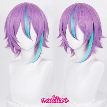 Высококачественный парик для косплея Камиширо Руи С фиолетовыми бликами, синие термостойкие Парики для косплея в стиле Аниме + шапочка для парика