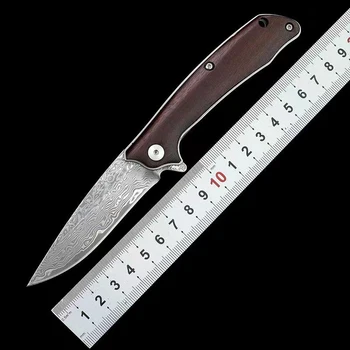 Дамасский Складной нож WUBU, острый карманный Нож для Улицы, Тактическое Оружие самообороны, Выживание