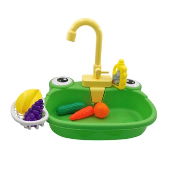 Детская Имитационная Кухонная Игрушка, Мультяшная Электрическая Раковина для Воды, Посудомоечная машина, Интерактивная игрушка для игры Понарошку, Раковина для мытья посуды