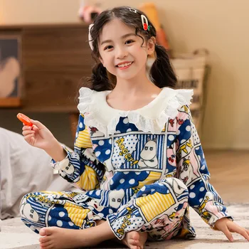 Детская одежда, Пижамы Chibi Maruko-chan, Детская Домашняя Одежда, Повседневные Топы с Мультяшным принтом + штаны, Пижамы, Комплекты из 2 предметов, Пижамы для маленьких Девочек