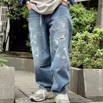 Джинсовые балки в японском стиле, мешковатые зауженные джинсы с завязками для мужчин 22ss