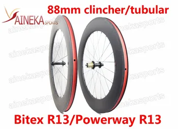 Доступны карбоновые колеса Bitex R13 hub Powerway R13 hub 88 мм clincher трубчатые бескамерные карбоновые колеса шириной 20,5 мм 23 мм 25 мм
