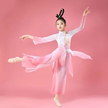 Классические Танцевальные Костюмы Hanfu Традиционное Элегантное Китайское Платье Для Танцев С Веером, Детская Танцевальная Одежда Yangko, Народный Зонтик, Танцевальная Одежда