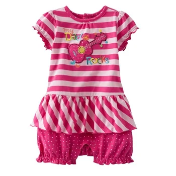 комбинезон для новорожденных девочек в розовую полоску, рок-гитара, модная одежда для маленьких девочек, костюм, комбинезон