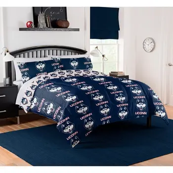 Комплект постельного белья UConn Huskies в сумке, полноразмерный, цвета команды, 100% полиэстер, комплект из 5 предметов
