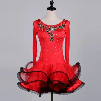 красный костюм для латиноамериканских танцев, платье для латиноамериканских танцев из спандекса с кисточками и камнями, женские платья для соревнований по латиноамериканским танцам, платья S-XXXL lq047