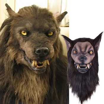 Латексная маска животного Волка, оборотень, реалистичный и свирепый Карнавальный головной убор, костюм для косплея на Хэллоуин, реквизит для вечеринки