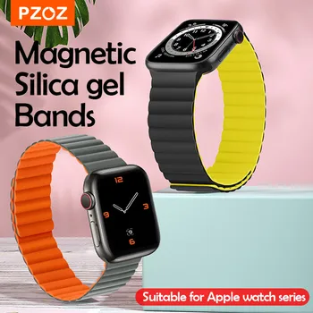 Магнитные силиконовые Ремешки PZOZ Для Apple Watch 6 SE 5 4 42 мм 38 мм 44 мм 40 мм Ремешок Для Часов iWatch Series 3 2 Ремешок-браслет