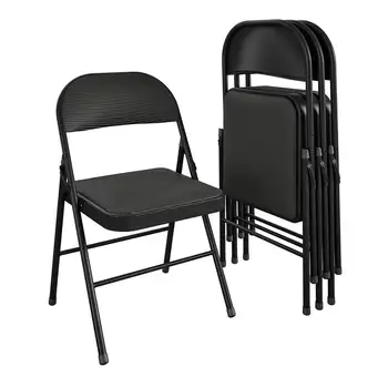 Мягкий складной стул, черный, 4 шт.