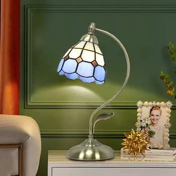 Настольная лампа в Средиземноморском стиле Tiffany Ретро-Ностальгический Прикроватный столик Светильник для спальни в Скандинавском Стиле Декор Гостиной Для Кабинета Осветительный прибор