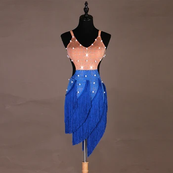 Новая Бальная женская одежда для соревнований по Самбе для взрослых с кисточками, Высококачественная Сексуальная бахрома, дешевое платье для латиноамериканских танцев