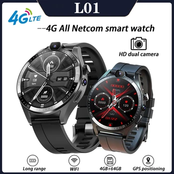 Новые Мужские Видеозвонки 4G RAM 4GB ROM 64GB Смарт-часы с двойной камерой GPS WIFI Спортивный браслет Face ID NFC SIM-карта 2023 Smartwatch