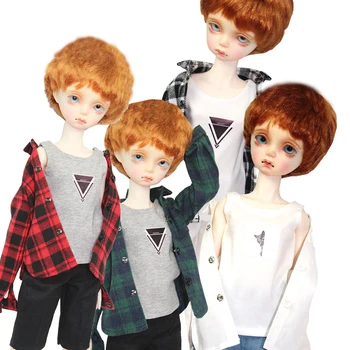 Одежда для куклы подходит на 1/4 43 см, одежда для куклы BJD, повседневная клетчатая рубашка, жилет, шорты