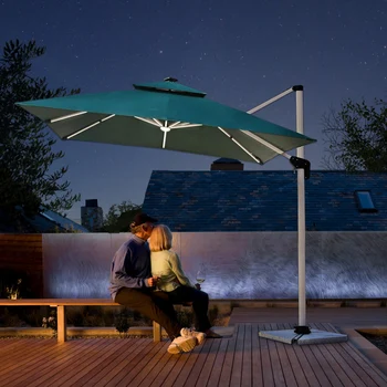 Открытый тенистый зонт для патио, вилла, открытый сад, балкон, стойка под открытым небом, четырехъядерный светодиодный