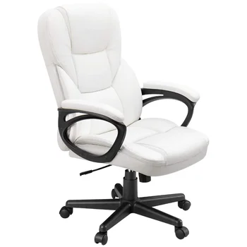 Офисное Кресло для руководителей из Искусственной Кожи с Высокой Спинкой и поясничной поддержкой, Белое Игровое Кресло, Кресло для совещаний, Компьютерное Кресло