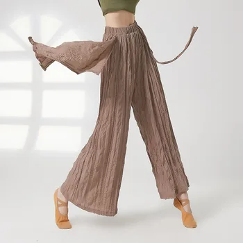 Повседневные Свободные брюки Палаццо для современного танца живота с рюшами для взрослых, широкие брюки, Костюм для женщин, одежда для занятий танцами, одежда