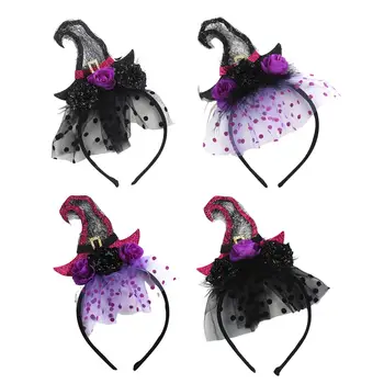 Повязка на голову на Хэллоуин, Кружевная эластичная лента для волос, обруч для волос, головные уборы для костюмированной вечеринки, Карнавала, сценического представления, Косплея для взрослых