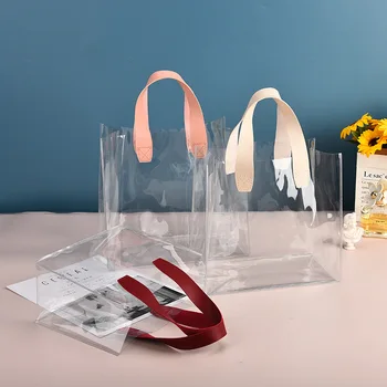 Прозрачная ПВХ Прозрачная сумка-тоут Большой Емкости, сшитая в машине Пластиковая косметичка для покупок, желейная сумка, подарочная сумка, может для Туризма на открытом воздухе, новинка
