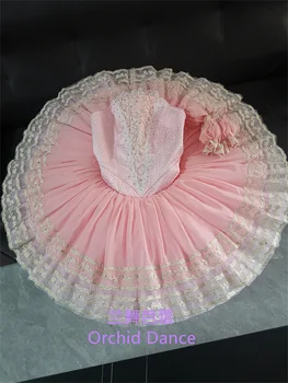 Профессиональная высококачественная женская одежда для выступлений для взрослых, розовые балетные костюмы-пачки 