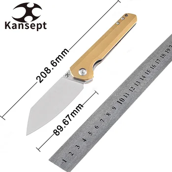 Складные Ножи Kansept Bulldozer K1028C1 CPM-S35VN с Латунной ручкой Kim Ning Предназначены для Кемпинга Охоты EDC Carry