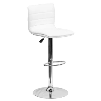 Современная мебель Betsy из белого винила, Регулируемый барный стул со спинкой, поворотный стул высотой со стойку с хромированным основанием