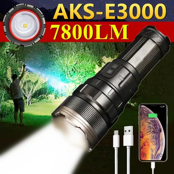 Супер яркий мощный фонарик дальнего действия TYPE-C USB Зарядка 1500 М Мощный факел Масштабируемые прожекторы для походов в лагерь