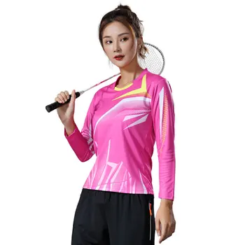 Теннисная рубашка для женщин, спортивная рубашка для девочек, футболка для бадминтона, топы, спортивная одежда для соревнований, одежда с длинным рукавом