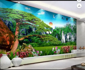 фотообои 3d на заказ, настенная роспись, Хуаншань, Сосновый пейзаж, фон для гостиной, обои для стен, 3d спальня