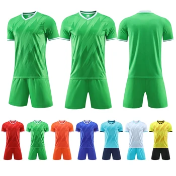 Футбольная одежда, футбольная тренировочная майка, Зеленая одежда, одежда для взрослых и детей, Мужская футбольная одежда для мальчиков, комплекты из джерси с коротким рукавом