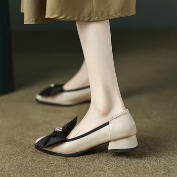 Хэйхайская обувь с бантом и мелким носком 2023, Весенняя новинка, подходит для женской простой и элегантной одиночной обуви 33-43