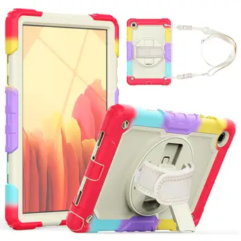 Чехол Для Samsung Galaxy Tab A7 Lite 8,7 дюймов SM-T220 T225, Красочный, Безопасный Для Детей, Силиконовый, Противоударный Чехол для ручного Ремешка С Держателем